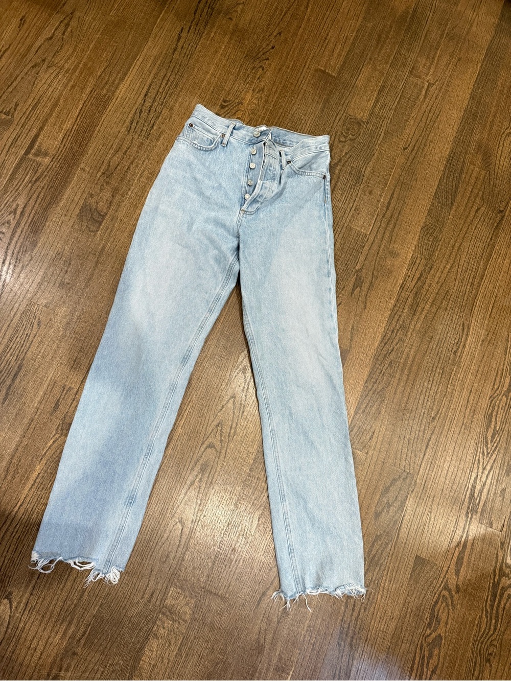 Agolde Light Blue High-Rise Straight Leg Jeans